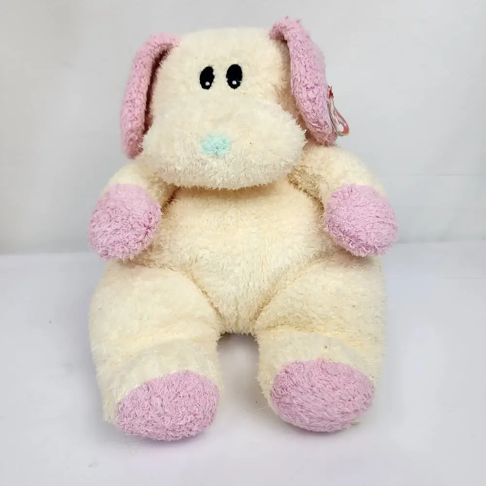 Ty Pillow Pals Dogbaby Yellow Pink Plush 2000 Baby Collection w/ Tags & Rattle